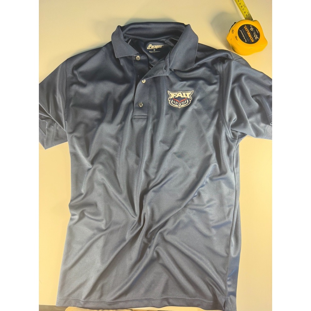 Paragon FAU Florida Atlantic Owls Navy Blue Short Sleeve Polo Shirt Med